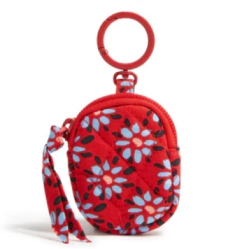 Vera Bradley Venetian Flowers Essential Bag Charm for AirPods Red Blue Floral